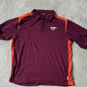 Nike Burgundy and Orange Men's Polo Shirt